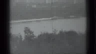 Moscow Russia (1983): Black And White Video Of A Cargo Ship Floating On A River