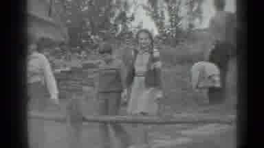 Moscow Russia (1983): Children Walking Down Hill Outside Fence House Looking