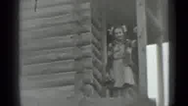 Moscow Russia (1983): Two Story Log Cabin Second Story Women Waving First Story