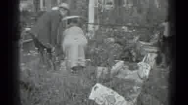 Moscow Russia (1983): Elder Couple Does All The Garden Work While Lazy Daughter