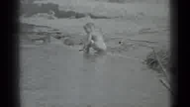 Moscow Russia (1983): Boy Plays At The Edge Of The Water Then Old Man Carries Fish