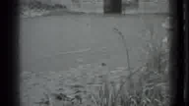 Moscow Russia (1983): A Silent Canal Flowing In A Windy Day With A Flyover Nearby