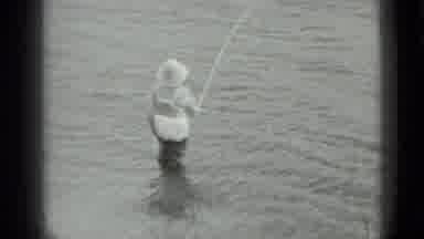 Moscow Russia (1983): Man Standing With Waders On In The Water Trout Fishing With