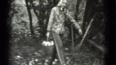 MOSCOW RUSSIA-1983: A Man Gathering White Balls In A Forest