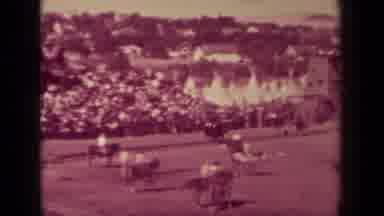 Klamath California (1937): Horses Racing Around A Dirt Track And People On