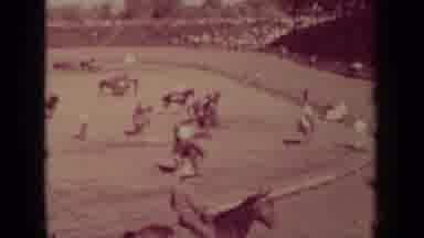 KLAMATH CALIFORNIA-1937: Horse Racing Event With Jockeys And Spectators At Dirt Track