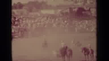 Klamath California (1937): A Show Of Cowboys Riding Their Horses In Front Of The
