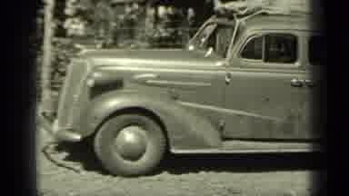 Klamath California (1937): Vintage Car Packed For Camping And Family Preparing To