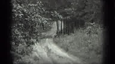 Long Lake Canada (1939): Man Wearing Suspenders Stands In Front Of Log Cabin On A