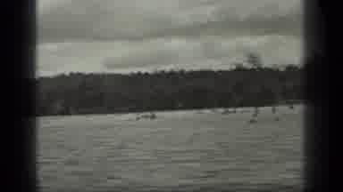 Long Lake Canada (1939): Train View Of An Old Grass Field In Black And White