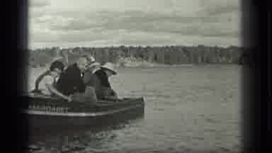 LONG LAKE CANADA-1939: Four People In Boat Drift On Lake And Move Away