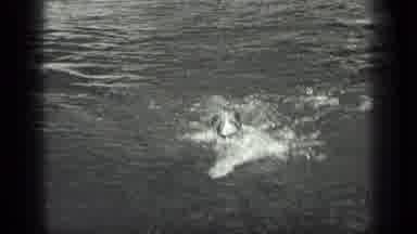 Long Lake Canada (1939): Woman Swimming In Calm Water River On Sunny And Hot Day