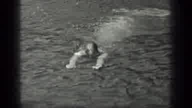 Long Lake Canada (1939): Man In Swimsuit Swimming Towards Camera Doing Breastroke