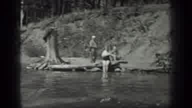 Long Lake Canada (1939): Man Swimming Happily In Lake