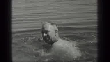 Long Lake Canada (1939): Man Swimming Old School Video Old Bathsuit Old Man