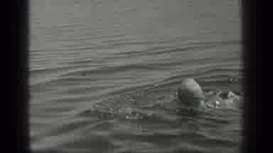 Long Lake Canada (1939): Woman Swimming In River In Sunny Day And Typical Summer
