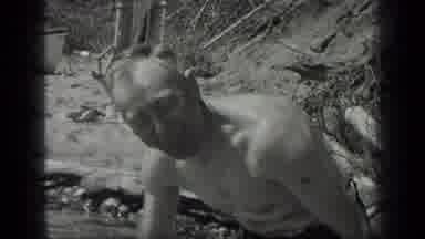 Long Lake Canada (1939): Two Men Swimming In A Small Body Of Water