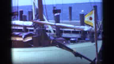 Long Island New York (1948): Boat With Its Sails Up Parked By A Dock In The Lake