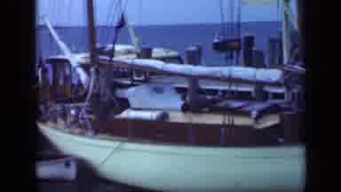 Long Island New York (1948): Woman In White Waves From Ship And Man Pokes Out At
