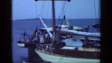 Long Island New York (1948): Three Boats Docked At Wooden Pier On A Clear Day
