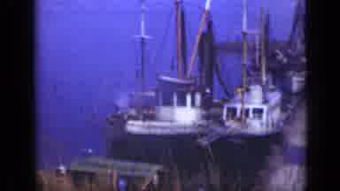 Long Island New York (1948): View Of Docked Boats At Wooden Pier On A Clear Day