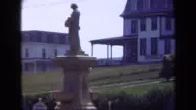 Long Island New York (1948): Statue On A Pedestal Near A Parking Lot A Green Field
