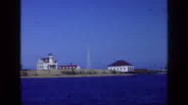 Long Island New York (1948): Small Island With A Few White Buildings With Red
