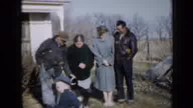 Minnesota USA (1958): Kid Running Back And Forth In Front Of Family And Dog