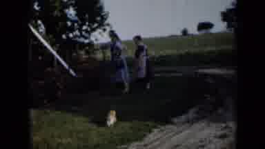 Minnesota USA (1958): Ladies Watching Gardener Work On Garden