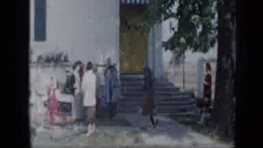 Aledo Texas (1959): Women And Children Gathering Outside Lawn With Pets On A Sunny