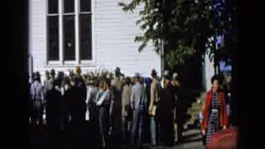 Aledo Texas (1959): People Outside Watching A Parade With Tractors And Hay Rides