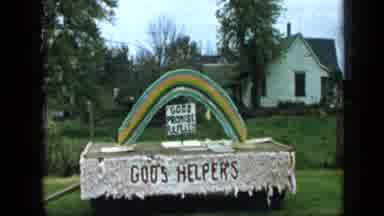 Aledo Texas (1959): Auto Comes Forward Cans Stacked The Words God's Promise Gods