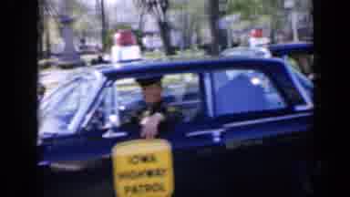 Iowa USA (1959): Iowa Highway Patrol Car Waving To A Little Girl Wearing A Dress &