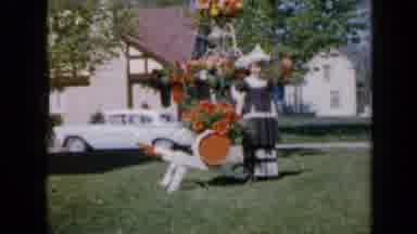 Iowa USA (1959): Girl Poses For Photo Next To Representative Image On Sunny Day