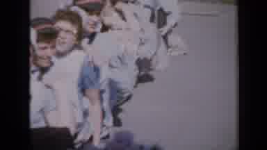 Iowa USA (1959): People Sitting In A Formal Line Chatting And Having Fun