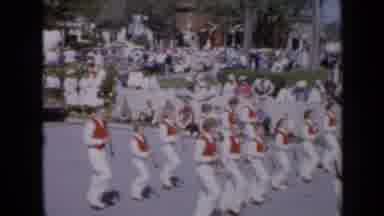 Iowa USA (1959): Parade With People Marching And Floats With Future Queens
