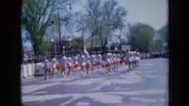 Iowa USA (1959): Pom Pom Girls Do Their Steps Then Onlookers Look Up To Actors On