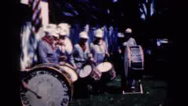 Iowa USA (1959): A Handful Of Drummers Playing The Drums Dressed Similar On A