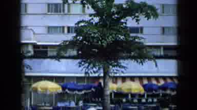 VENEZUELA-1959: Camera View Of Hotel Gallery Looks Next To Swimming Pool Where