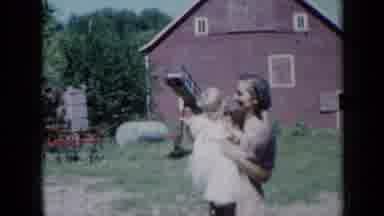 Missouri USA (1961): Old Lady Holds Youngest Child Then All Three Children Pose On