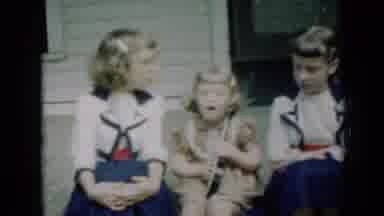 Missouri USA (1961): Three School Girls Sitting On A Stoup Talking On A Sunny Day