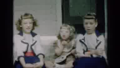 Missouri USA (1961): Three Kids Sitting By Porch Chatting Playing And Having Fun