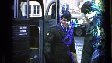 Germany Military Base (1963): Soldier Stands By Bus Then Smiles And Waves Near His