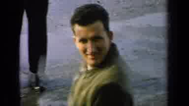 Germany Military Base (1963): Man Wearing Tan Sweater Stands In Parking Lot