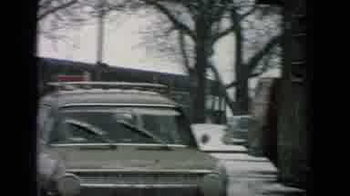 Germany Military Base (1963): Cars Bus Cold White Snow Building Windows Trees
