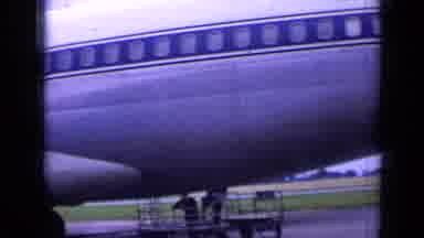 London England (1963): Old Panning Shot Of A Sabena Plane In An Airport