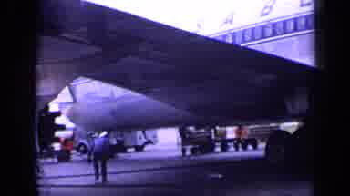 London England (1963): Airplane Before Takeoff And View From Cabin During Flight