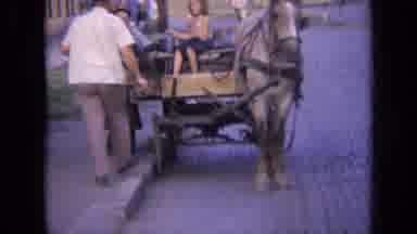 RUSSIA-1963: A Girl Sitting On A Wagon With A Horse And A Man Helping Her