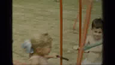 New York (1948): Boy And Girl Playing On The Playground On A Swing