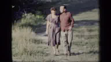New York (1948): A Man And Woman Are Walking In Open Space Around Their Home